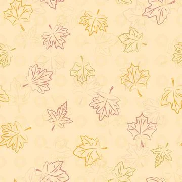 Seamless autumn leaves pattern. Leaf repeat background. Yellow leaves on a .. イラスト素材