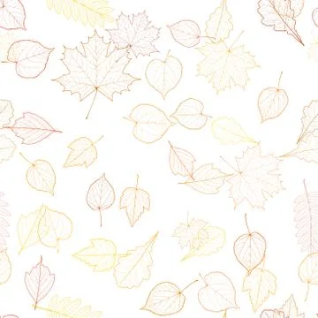 Seamless autumn leaves pattern template. Stock Illustration