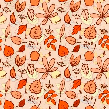 Seamless autumn leaves texture pattern Stock Illustration