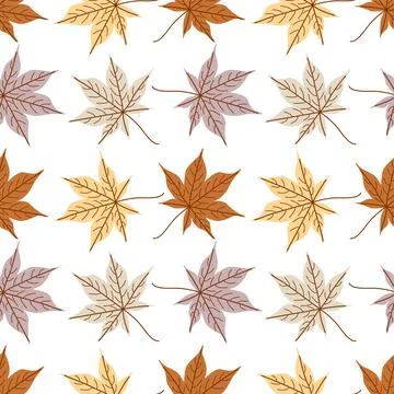 Seamless Autumn Maple Leaf Pattern in Warm Fall Colors for Fabric, Wallpaper and Stock Illustration