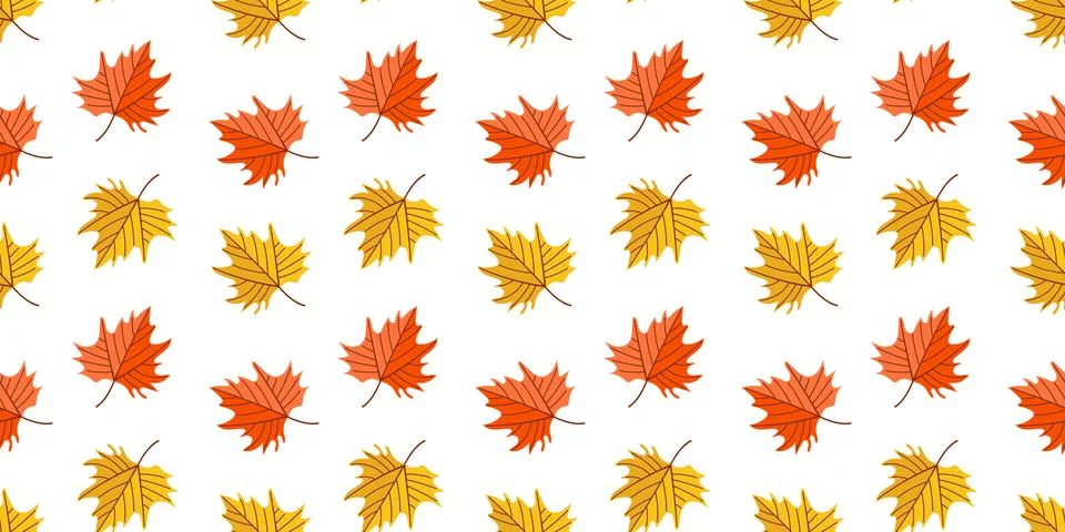 Seamless autumn maple leaf pattern in red and yellow Stock Illustration