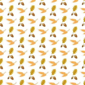 Seamless autumn pattern with acorns Stock Illustration