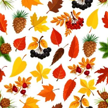 Seamless autumn pattern background of fall nature Stock Illustration