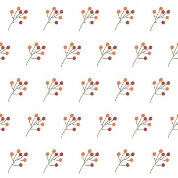 Seamless autumn pattern with berry branches Stock Illustration