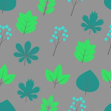 Seamless autumn pattern with bright leaves and berries for textiles, packaging Stock Illustration