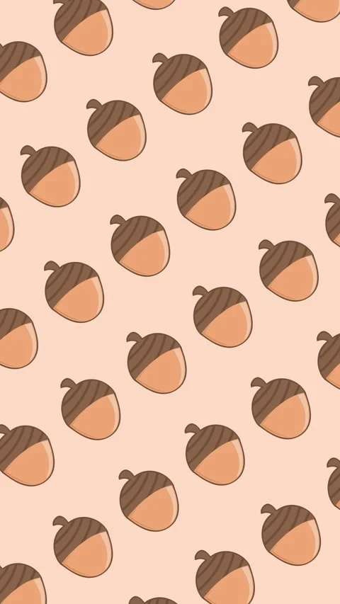 Seamless autumn pattern of cute acorns on an abstract vertical peach background Stock Footage 341879749