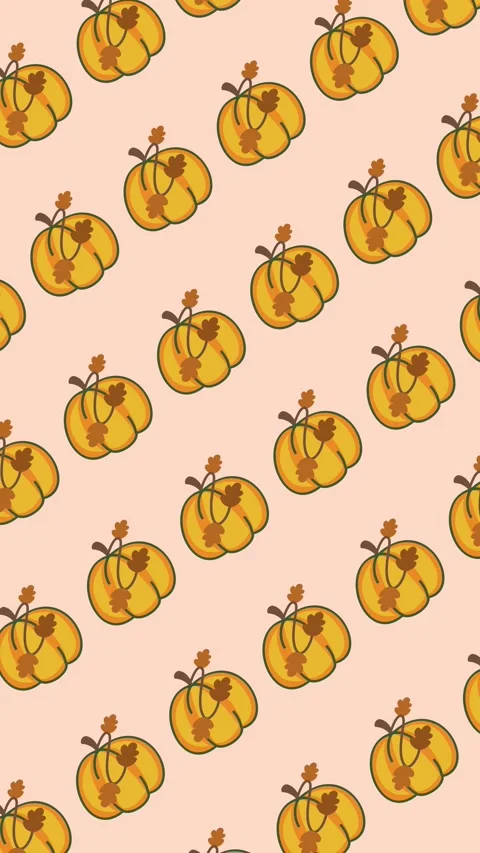 Seamless autumn pattern of cute yellow pumpkins with leaves Stock Footage 341879809
