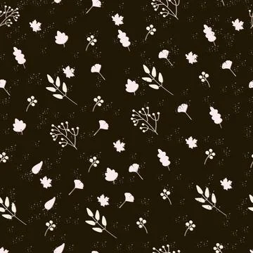 Seamless Autumn pattern. Dark minimalism, Light leaves. For Textiles and deco Stock Illustration