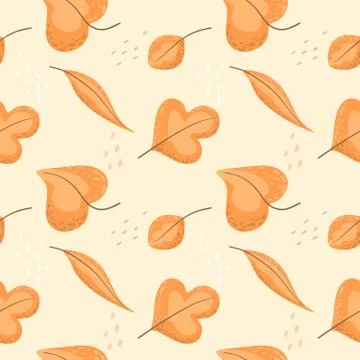 Seamless autumn pattern with leaves. Hello, Autumn. Vector illustration. イラスト素材