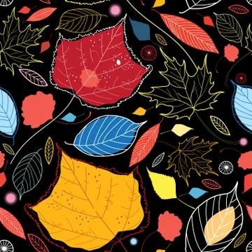 Seamless autumn pattern leaves Stock Illustration