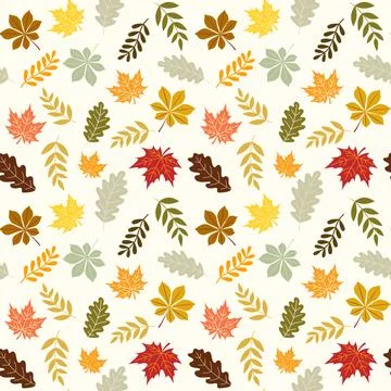 Seamless Autumn pattern with leaves Stock Illustration