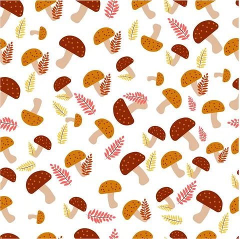 Seamless autumn pattern with mushrooms Stock Illustration