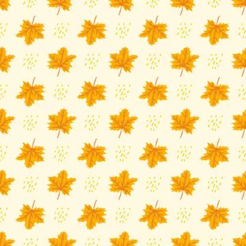 Seamless autumn pattern with orange maple leaves 스톡 일러스트