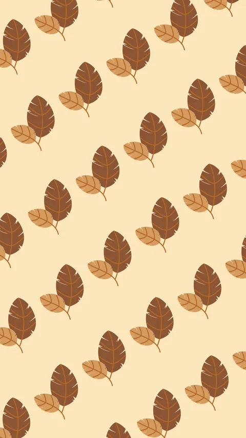Seamless autumn pattern of paired brown leaves warm beige background animation Stock Footage 342142391