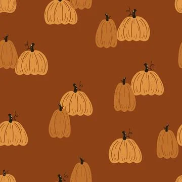 Seamless autumn pattern with pumpkins. Endless repeatable autumn harvest texture Stock Illustration