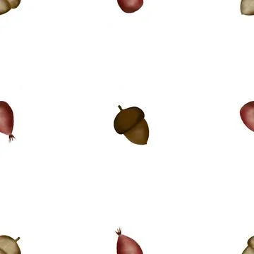 Seamless autumn pattern with rose hips and acorns. minimalistic pattern for Stock Illustration