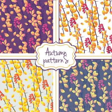 Seamless autumn pattern set Stock Illustration