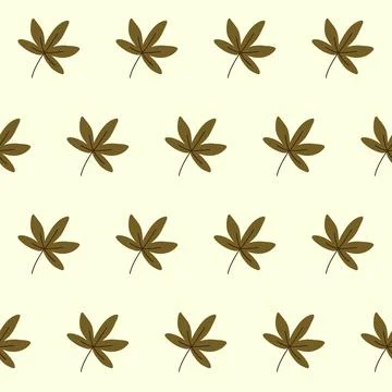Seamless autumn pattern with simple brown leaves on light background, minim.. 스톡 일러스트
