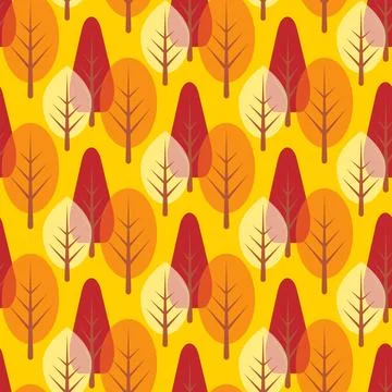 Seamless Autumn Pattern, Trees in Warm Colours Stock Illustration