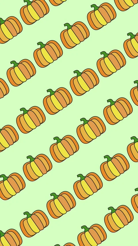 Seamless autumn pattern of yellow and orange pumpkins on an abstract background Stock Footage 343806554