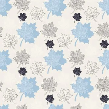 Seamless Autumn pattern,abstract blue leaf Stock Illustration