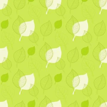Seamless Autumn pattern,abstract green leaf Stock Illustration