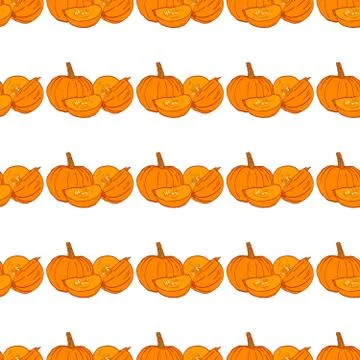 Seamless autumn pumpkin seamless pattern. Seamless patterns are used in textile Stock Illustration