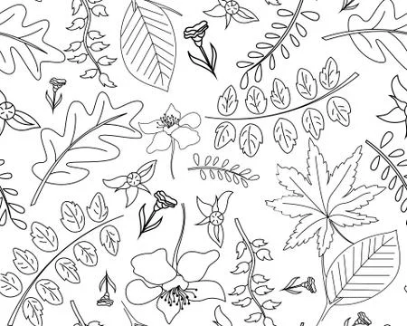 Seamless autumn vector pattern with leaves Stock Illustration
