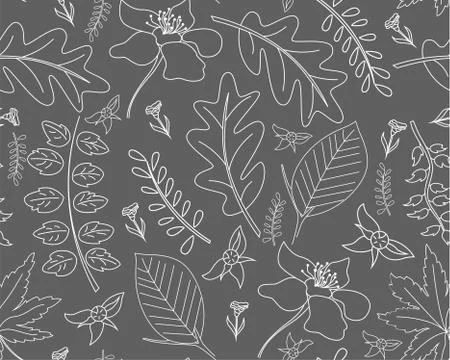 Seamless autumn vector pattern with leaves Illustrazione stock