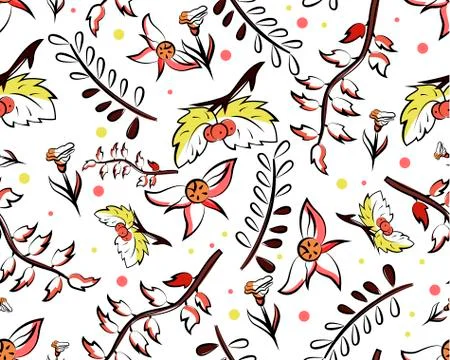Seamless autumn vector pattern with leaves Stock Illustration