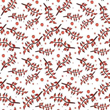 Seamless autumn vector pattern with leaves Stock Illustration