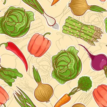 Seamless autumn vegetables Stock Illustration