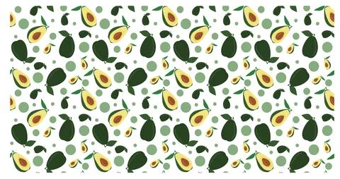 Seamless avocado flat style pattern. Stock Illustration