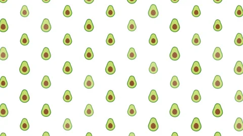 Seamless Avocado Halves Pattern Video Loop as a Vibrant Food Background Stock Footage 339432133