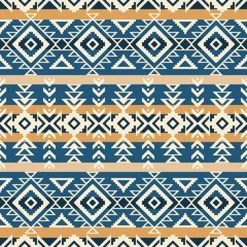 Seamless Aztec Pixel Art Pattern Horizontal Stripes Stock Illustration