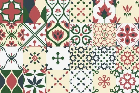 Seamless azulejo set Stock Illustration
