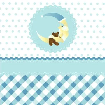 Seamless baby boy pattern, blue cartoon moon wallpaper Stock Illustration