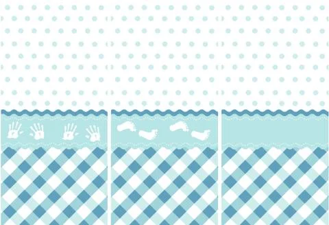 Seamless baby boy pattern, blue wallpaper set Stock Illustration