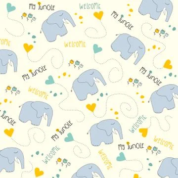 Seamless baby elephant pattern Stock Illustration
