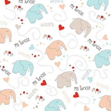 Seamless baby elephant pattern Stock Illustration