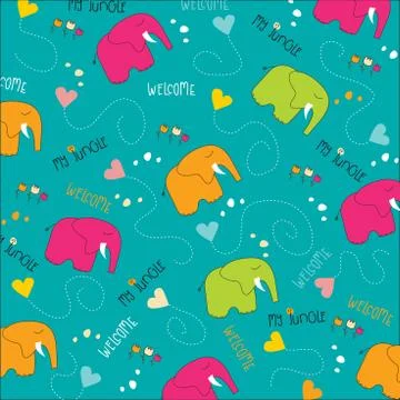 Seamless baby elephant pattern Stock Illustration