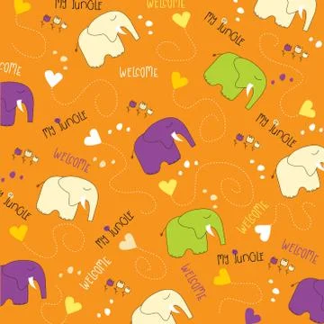 Seamless baby elephant pattern Stock Illustration