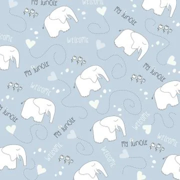Seamless baby elephant pattern Stock Illustration
