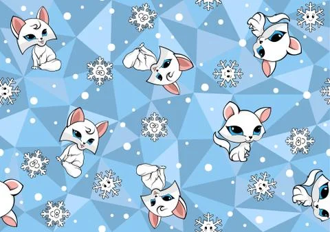 Seamless Baby Pattern with Arctic Fox Stock Illustration