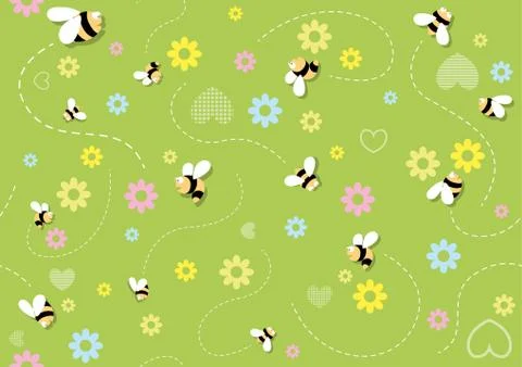Seamless Baby Pattern with Bees Ilustración de archivo
