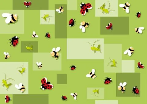 Seamless Baby Pattern with Beetles Stock Illustration