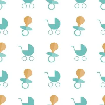 Seamless baby pattern. Many small locomotives on white background Stock Illustration