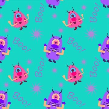 Seamless baby pattern - Monsters Stock Illustration