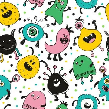 Seamless baby pattern with monsters vector illustration. Stockillustratie
