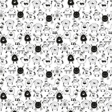 Seamless baby pattern with monsters vector illustration. 스톡 일러스트